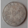 1895 ZAR Kruger silver sixpence