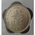 Nice 1958 union silver shilling SANGS AU58