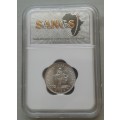 Excellent 1955 union silver shilling SANGS MS62