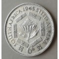 Nice 1945 union silver sixpence in XF