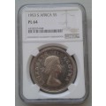 Nice 1953 union silver 5 Shillings NGC PL64