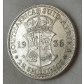 Nice 1936 union silver 2 1/2 Shillings in XF