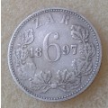 1897 ZAR Kruger silver sixpence