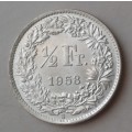 1958 Switzerland uncirrculated silver 1/2 Franc