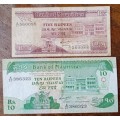 1985 Mauritius 5/10 Rupees note set