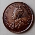 High grade 1935 union 1/2 Penny in AU+