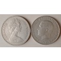 1964 Rhodesia 25c & 1968 Greece 10 Drachmai