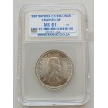Nice 1958 Union silver 2 1/2 Shillings SANGS MS61 (Cracked Die)