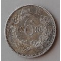 Encapsulated 1896 ZAR Kruger silver sixpence
