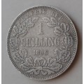 Encapsulated 1896 ZAR Kruger silver shilling in VF