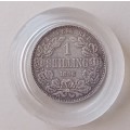 Encapsulated 1896 ZAR Kruger silver shilling in VF