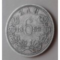 Scarcer 1893 ZAR Kruger silver sixpence in VF