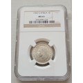 Nice 1943 union silver shilling NGC MS61