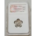 1950 Union silver sixpence SANGS MS63