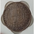 Excellent 1887 British silver half crown SANGS AU58