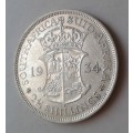 Nice 1934 union silver 2 1/2 Shillings in XF