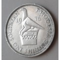 1936 Southern Rhodesia sterling silver shilling in VF+