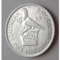 1937 Southern Rhodesia sterling silver shilling in VF