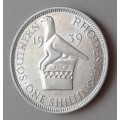 Scarcer 1939 Southern Rhodesia sterling silver shilling in XF