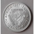 High grade 1957 Union silver tickey with reverse and obverse die cracks