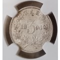 Nice 1894 ZAR Kruger silver tickey NGC XF45