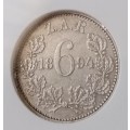 Nice 1894 ZAR Kruger silver sixpence NGC XF45