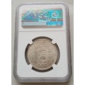 High grade 1937 union silver 2 1/2 Shillings NGC AU55