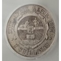 Nice 1897 ZAR Kruger silver 2 Shillings SANGS XF40