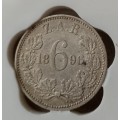 1896 ZAR Kruger silver sixpence SANGS XF40