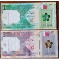 2020 Qatar 1 and 5 Riyals note set