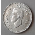High grade 1949 Union silver tickey in AU