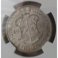 Scarcer 1939 union silver 2 Shillings NGC XF45