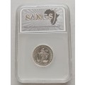 High grade 1932 union silver shilling SANGS graded AU55
