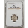 Nice 1942 union silver sixpence NGC MS63 with multiple obverse die cracks