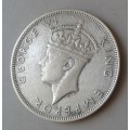 1942 Southern Rhodesia sterling silver half crown with XF Details