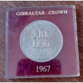 Scarcer 1967 Gibraltar crown in perspex case