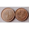 1970 Rhodesia uncirculated 1c and 1/2c set