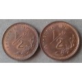 1970 Rhodesia uncirculated 1/2c set (2 coins)