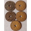 Lot of x5 Rhodesian bronze pennies