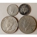 1947 and 1949 Southern Rhodesia shilling and threepence set