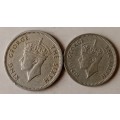 1948 Southern Rhodesia nickel sixpence and threepence set