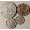 1964 Rhodesia 4 coin set(25c-threepence).