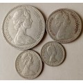 1964 Rhodesia 4 coin set(25c-threepence).