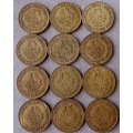 Lot of x12 republic 1/2c coins (1961-1962)