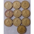 Lot of x10 republic 1/2c coins (1963)