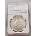 1948 Union silver 5 Shillings NGC MS63