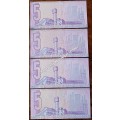 Set of x4 C.L Stals 1990 R5 notes in good condition