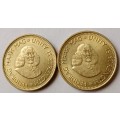 Set of x2 republic 1/2c coins in higher grade (1962)
