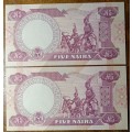 2005 Nigeria uncirculated 5 Naira set in sequence