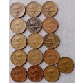 Lot of x16 republic 2c coins